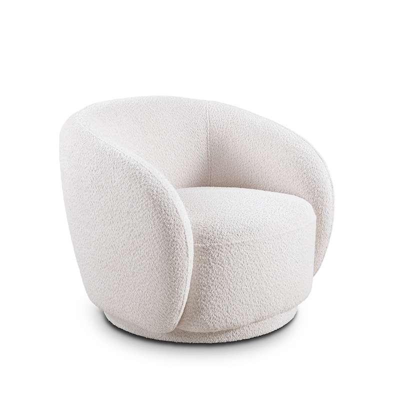 Boucle Fabric Swivel Accent Chairs (Set of 2) with Solid Wood Frames, 360° Swivel Base, and High-Density Foam Cushions