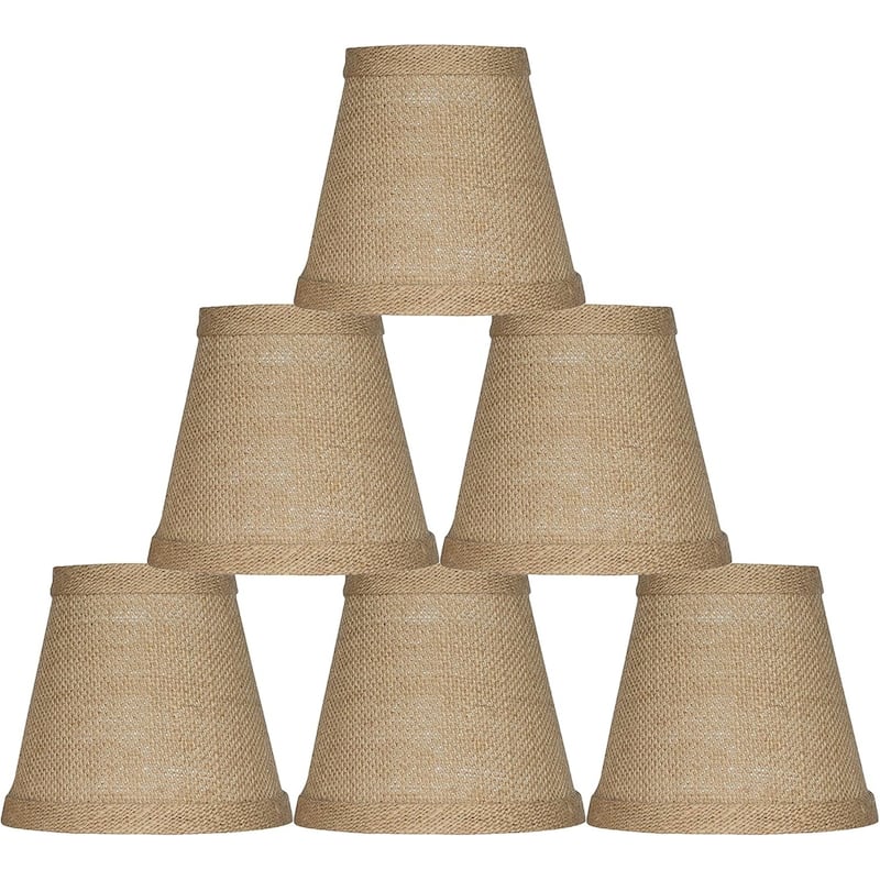 Chandelier Lamp Shade 3x5x4.5", Hardback, Clip On, Burlap - 5*6