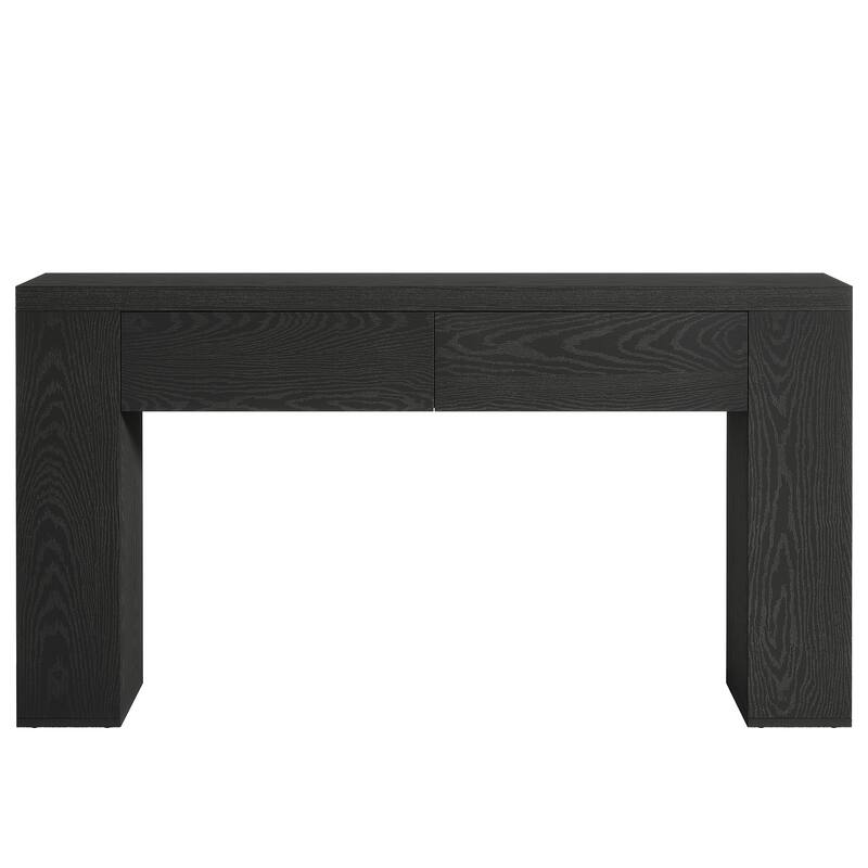 63-Inch Wooden Console Table with 2 Hidden Drawers, Sofa Table for Living Room, Hallway, Entrance, Foyer