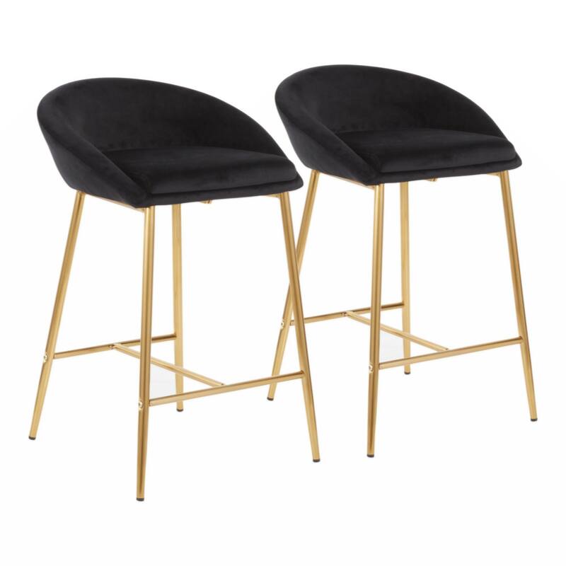 26" Counter Stool with Gold Frame by LumiSource - Set of 2 - Black