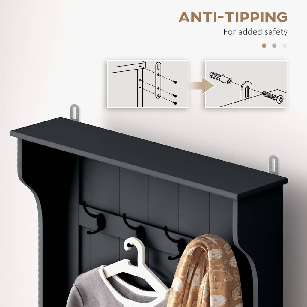 Entryway Hall Tree Bench with Seating Bench and Storage Bench, Coat Rack Shoe Cabinet with Four Hooks