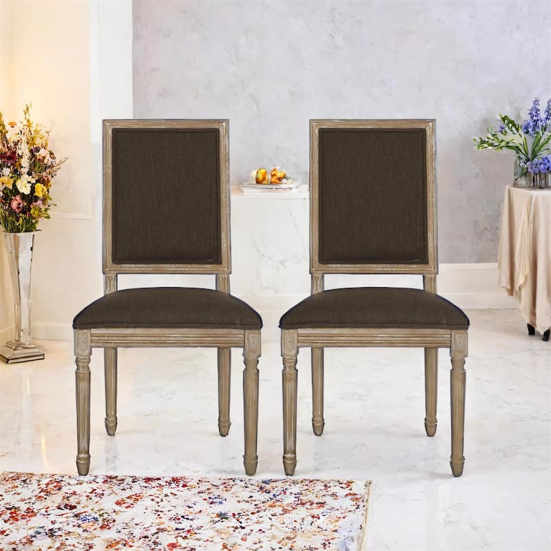 French Country Dining Chairs with High-quality Upholstery and Wood Legs (Set of 2)