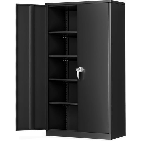 Tall Metal Locker Garage Storage Cabinet with Locking Doors and 4