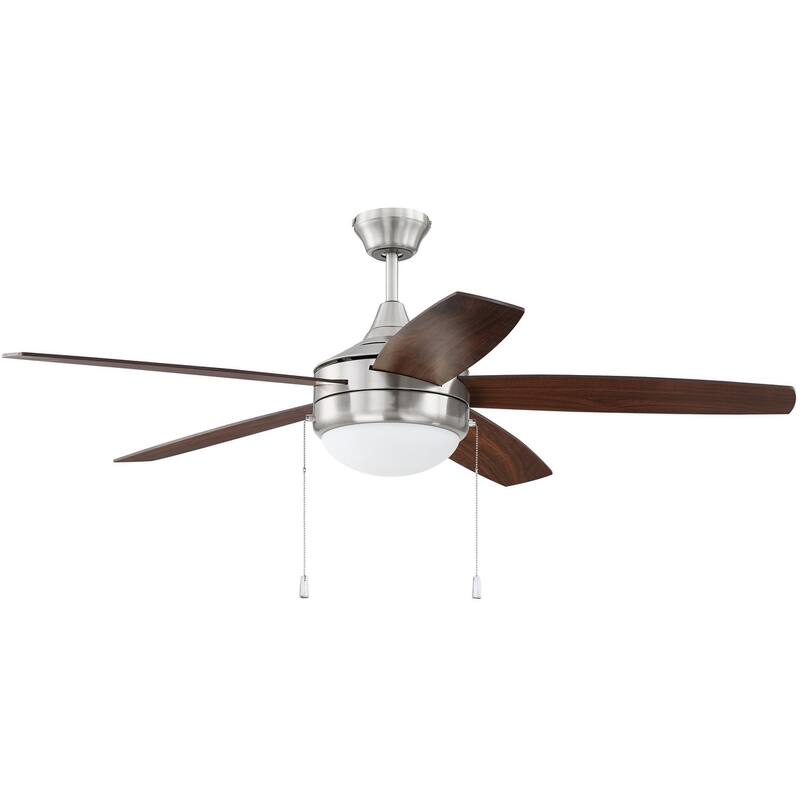 Craftmade Phaze 5 52" 5 Blade LED Ceiling Fan - Brushed Polished Nickel / Dark Wood