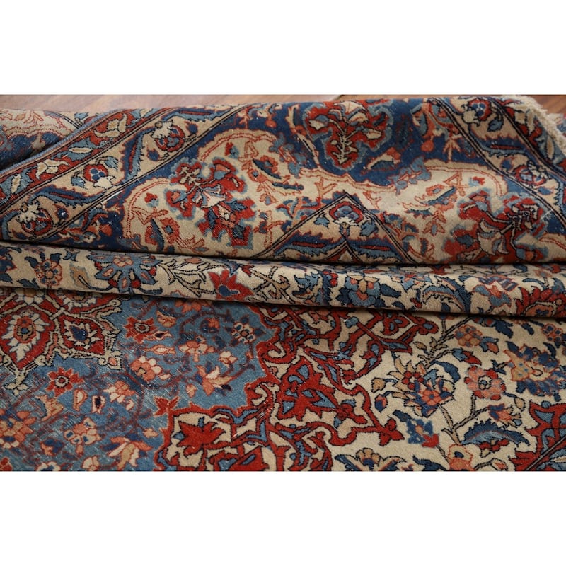 Pre-1900 Antique Isfahan Vegetable Dye Persian Rug Handmade Wool Carpet - 4'7" x 6'7"