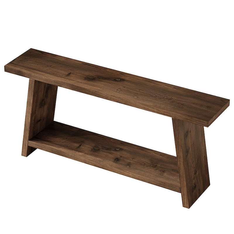 Solid Wood Entryway Console Table with 2-tier Storage