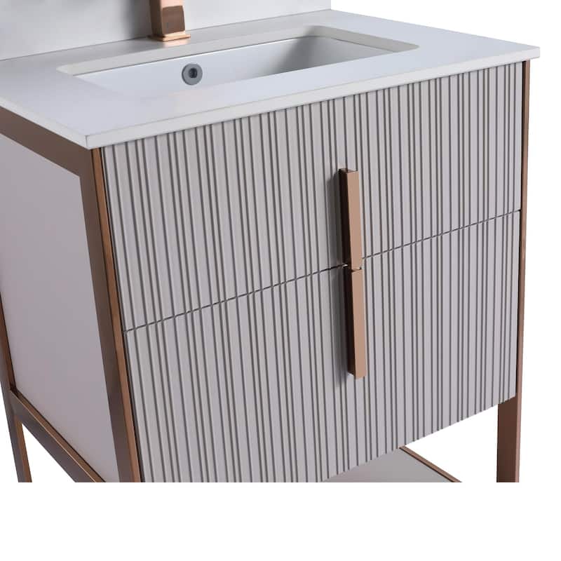 Fine Fixtures Serenity Modern Bathroom Vanity with White Stone Top