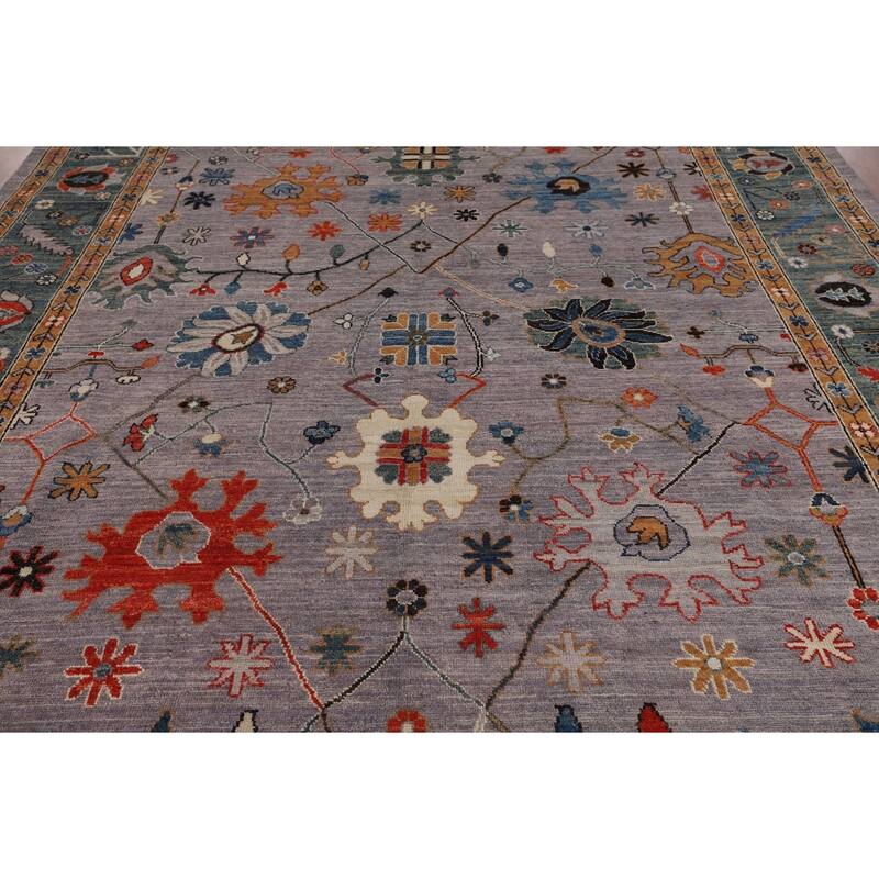 Vegetable Dye Grey Oushak Turkish Rug Hand-Knotted Wool Carpet - 8'9"x 11'9"