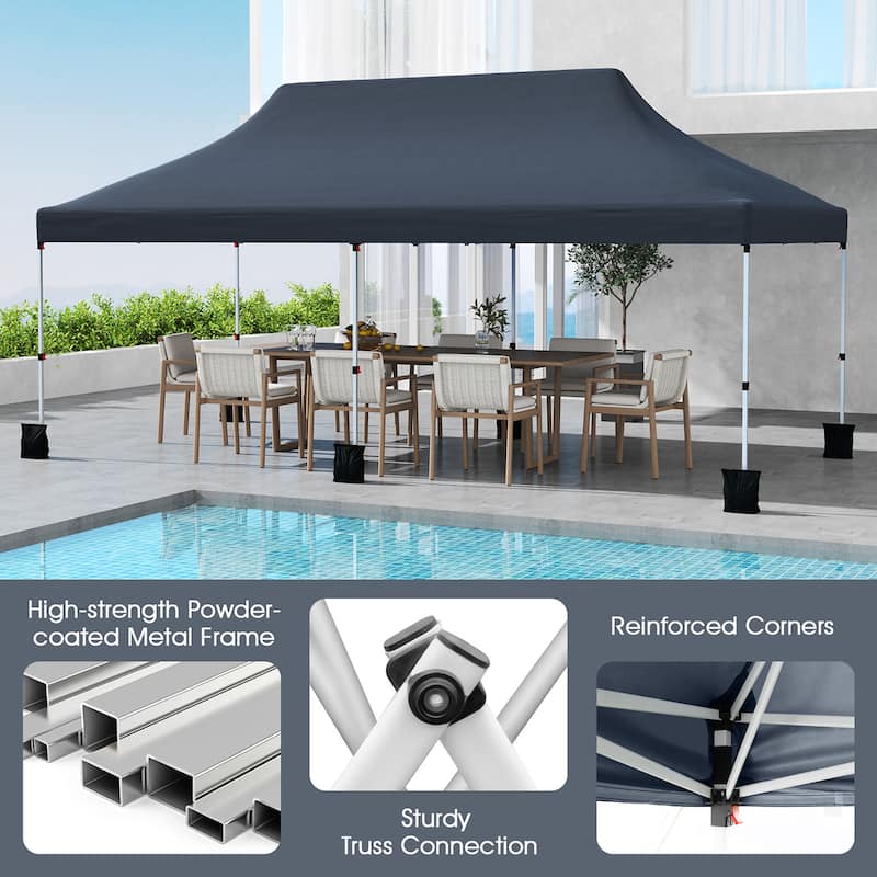 Gymax 10 x 20FT Pop-up Canopy Tent Folding Instant Sun Shelter w/ 3