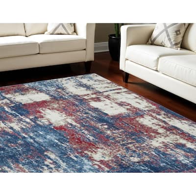 Hixem Power Loomed Abstract Modern Non Skid Area Rug By HomeRoots - 120' X '96' X '0.5