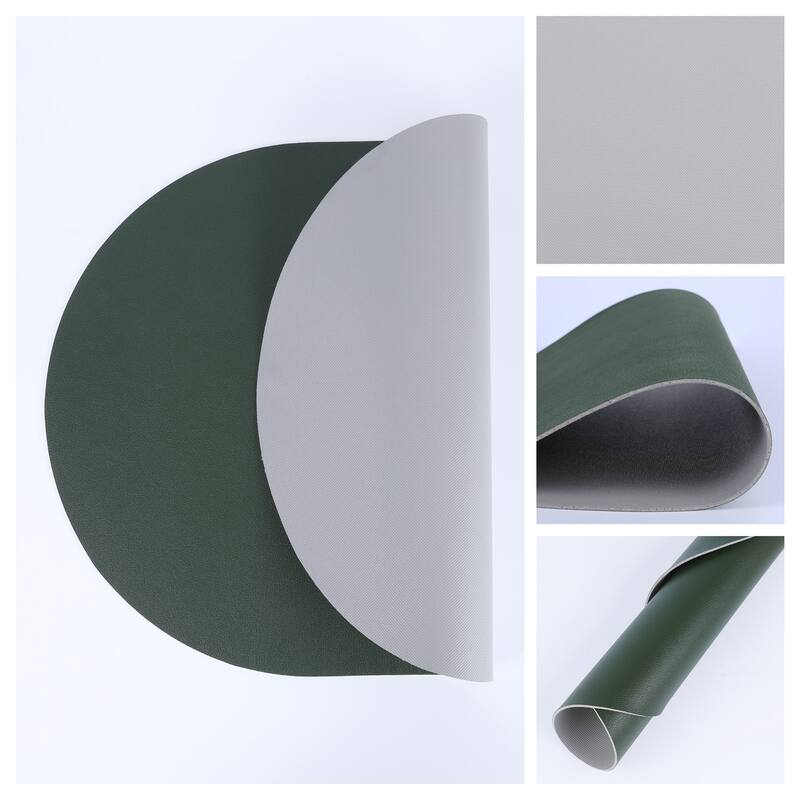 Table Placemats Set of 6 Leather Placemats for Dining Table Decor - 16*12Inch - Dark Green/Gray