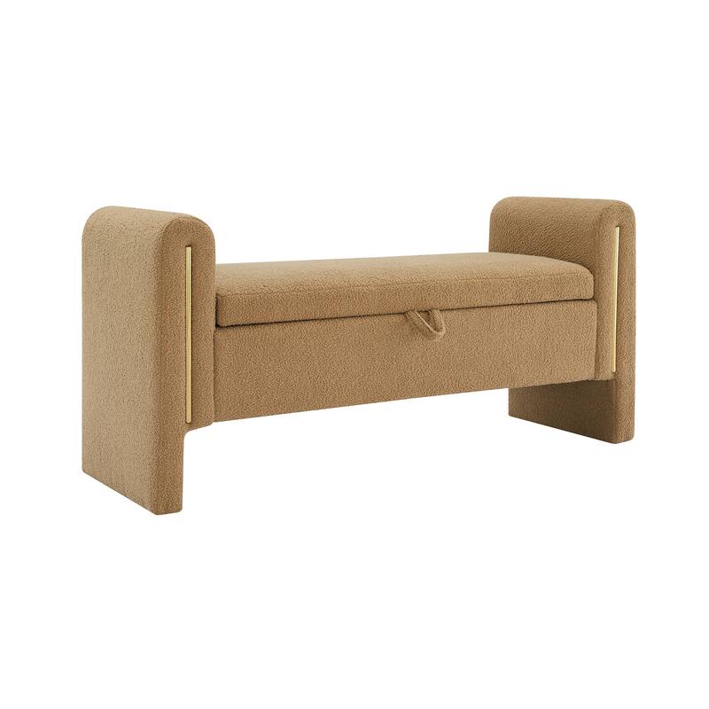 Christopher Knight Home - Athena Modern Teddy Fabric Bed-End Storage Bench with Arms