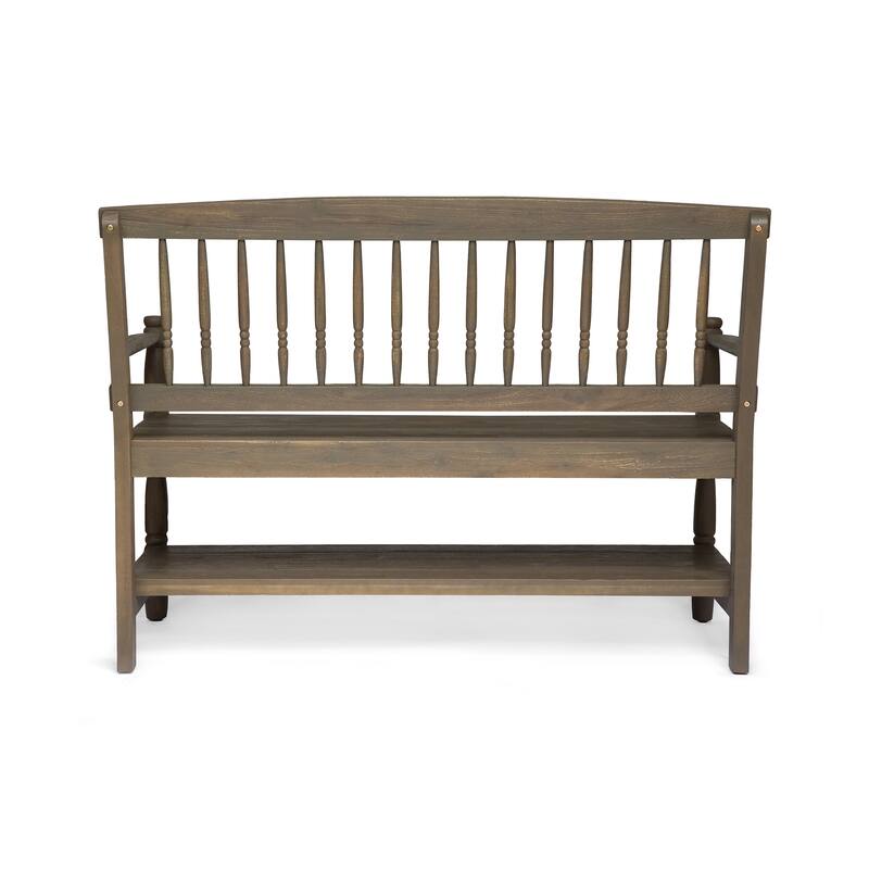 Lennon Acacia Wood Bench with Shelf by Christopher Knight Home