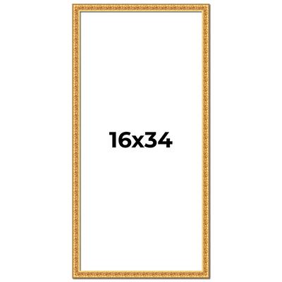 16x34 Frame Gold Real Wood Picture Frame Width 1 inches | Interior
