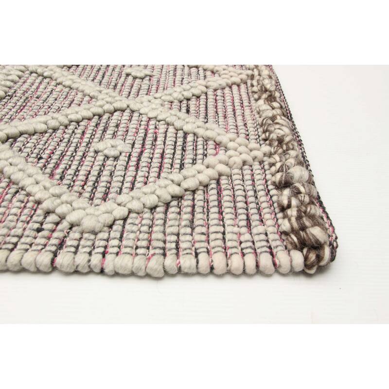ECARPETGALLERY Braid weave Sienna Grey Wool Rug - 5'0 x 9'10