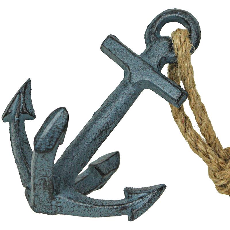 Set Of 2 Cast Iron Ship Anchor Bookends Nautical Home Decor Sculptures - 4.75 X 4.5 X 3.25 inches
