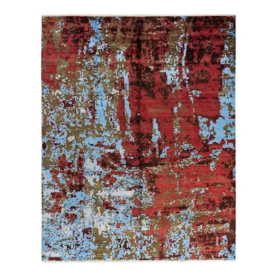 Ikat One-of-a-Kind Hand-Knotted Area Rug - Red, 8' 1" x 10' 0" - 8' 1" x 10' 0"