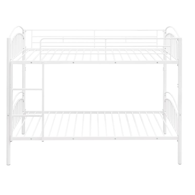 Convertible Twin Over Twin Metal Bunk Bed, White, Space-Saving Design