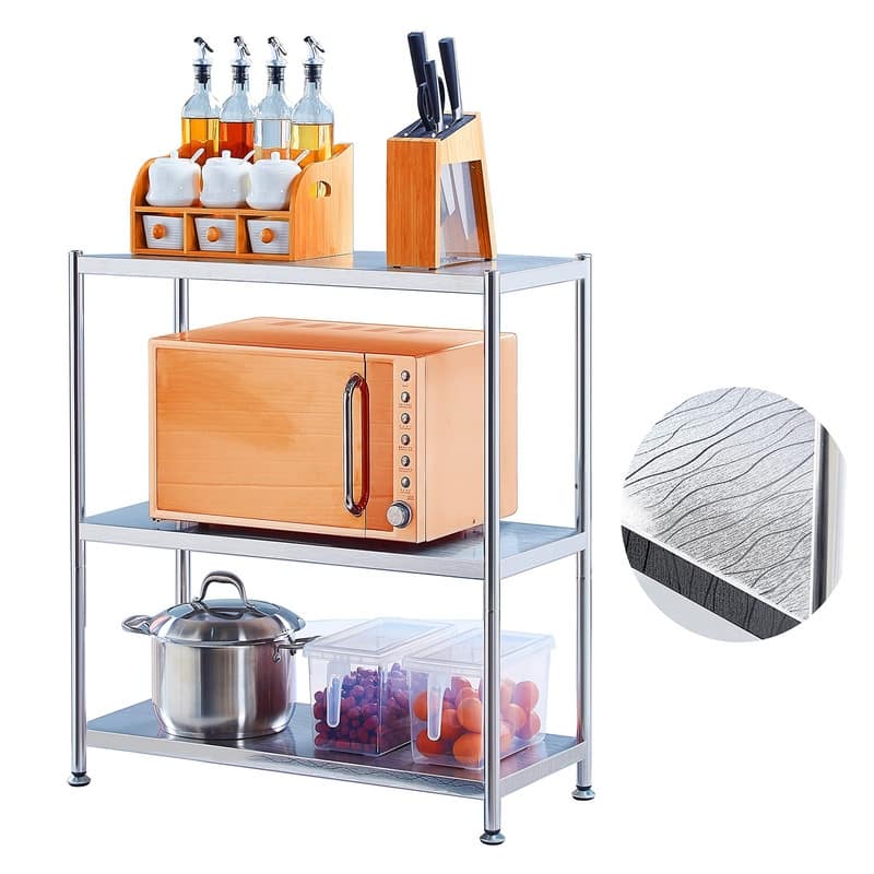 Kitchen Storage Shelves - Silver 23.6in*13.8in-3T - 13.8"D x 23.6"W x 32.3"H