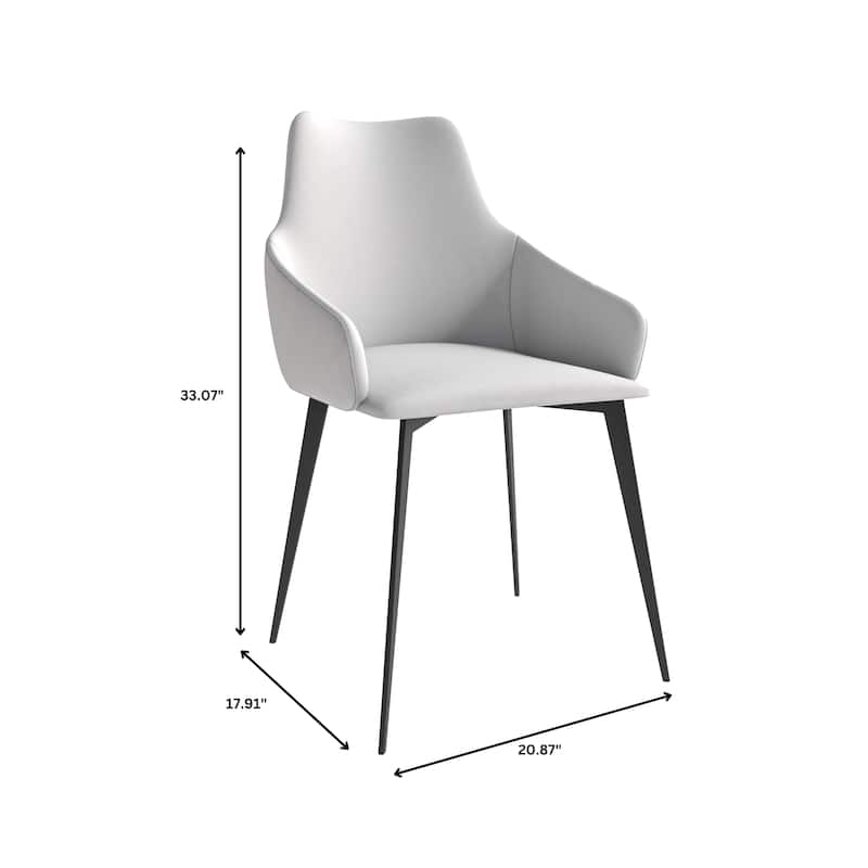 Sonnet Dining Chair with Armrests and Black Powder-Coated Iron Legs Set of 4