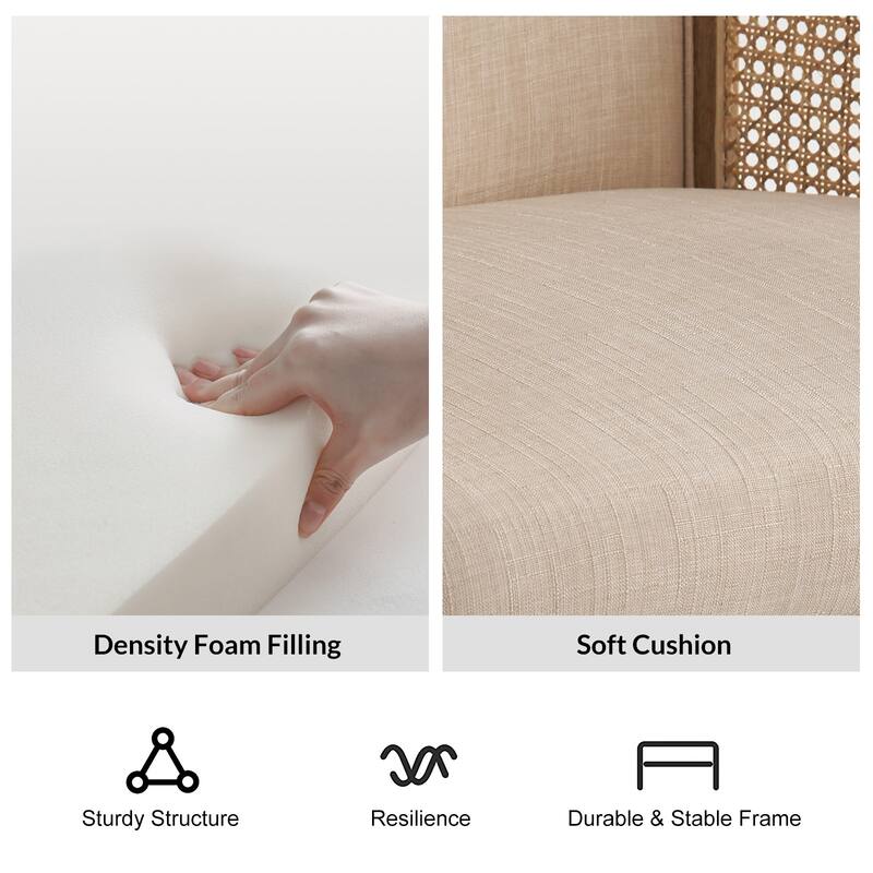 Danilo Farmhouse Rattan Solid Wood Armchair with Solid Wood Legs Set of 2 by HULALA HOME