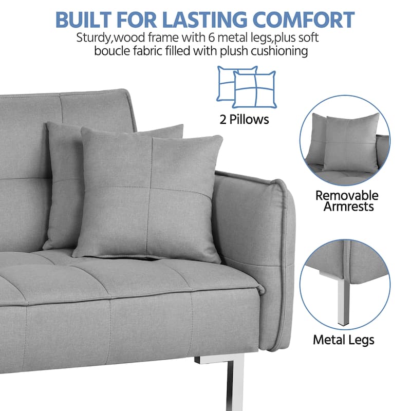 Yaheetech 78in Convertible Futon Sofa Bed with Fabric Cover