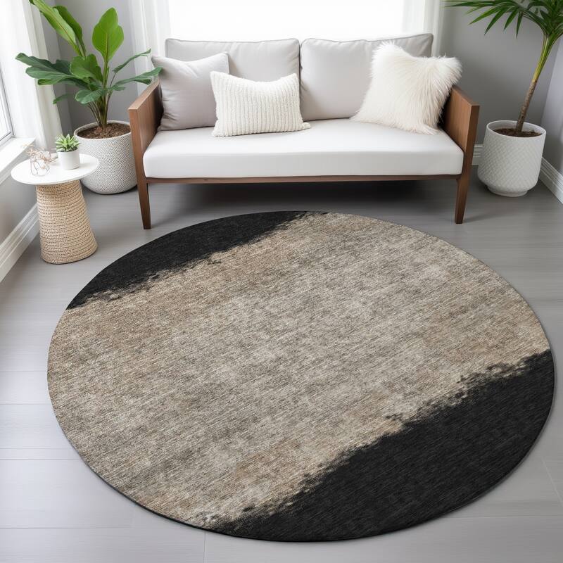 Machine Washable Indoor/Outdoor Border Ombre Chantille Rug