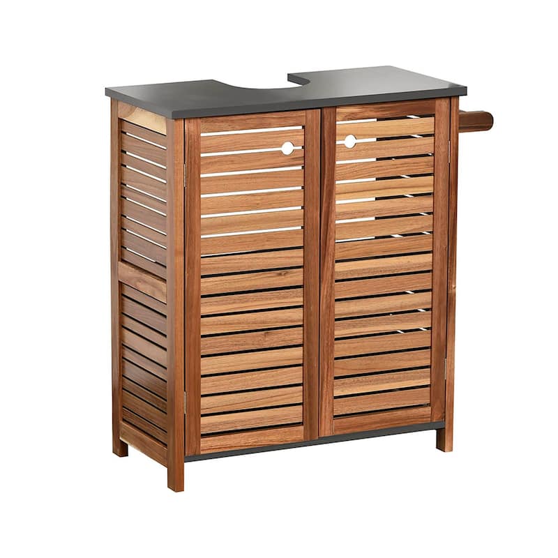 Under Sink Cabinet with U-Shaped Cut-Out with Towel Holder - 27"L x 12"W x 27 5/8"H - 27"L x 12"W x 27 5/8"H - Natural Finish - Brown/Gray