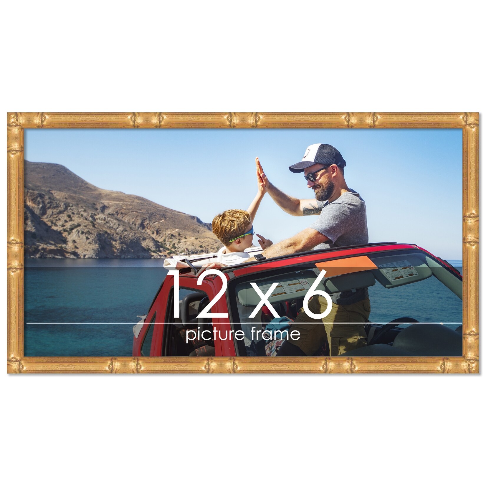 パームス frame FBVC602 12x6 Frame Gold Bamboo Solid Wood Picture Frame with UV Acrylic