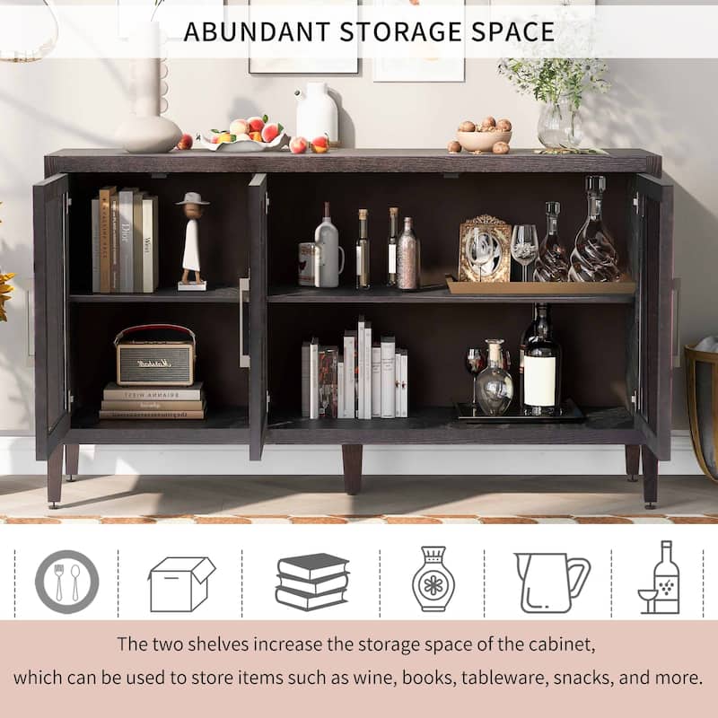 34" Tall MDF 3-door Accent Cabinet with Adjustable Shelf