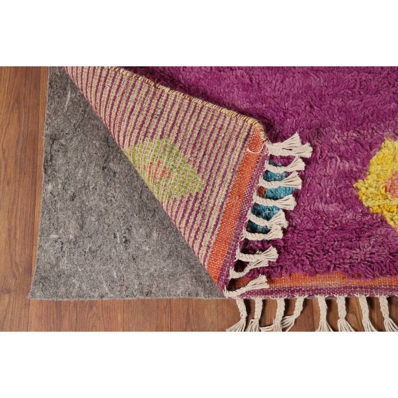 Purple Moroccan Oriental Area Rug Hand-Knotted Wool Carpet - 8'9" x 12'3"