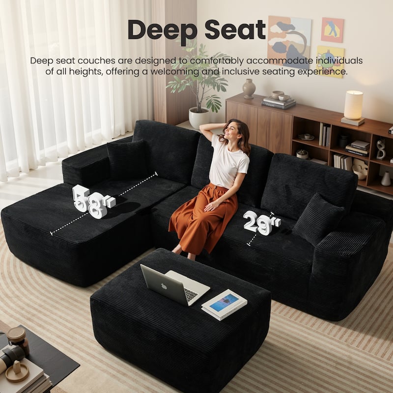 ​​OVIOS Lazy Chaise Lounge Sofa with Ottoman​