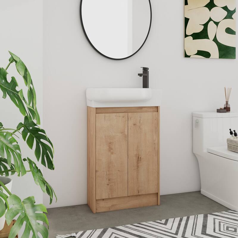 BNK 23'' Bathroom Vanity with Sink, Freestanding Bathroom Vanity with Soft Close Doors & Shelf ﻿