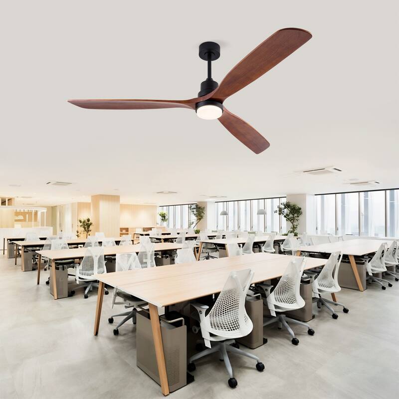 72 Inch Modern Ceiling Fan With 3 Color Dimmable 3 Solide Wood Blades Remote Control Reversible DC Motor With Led Light