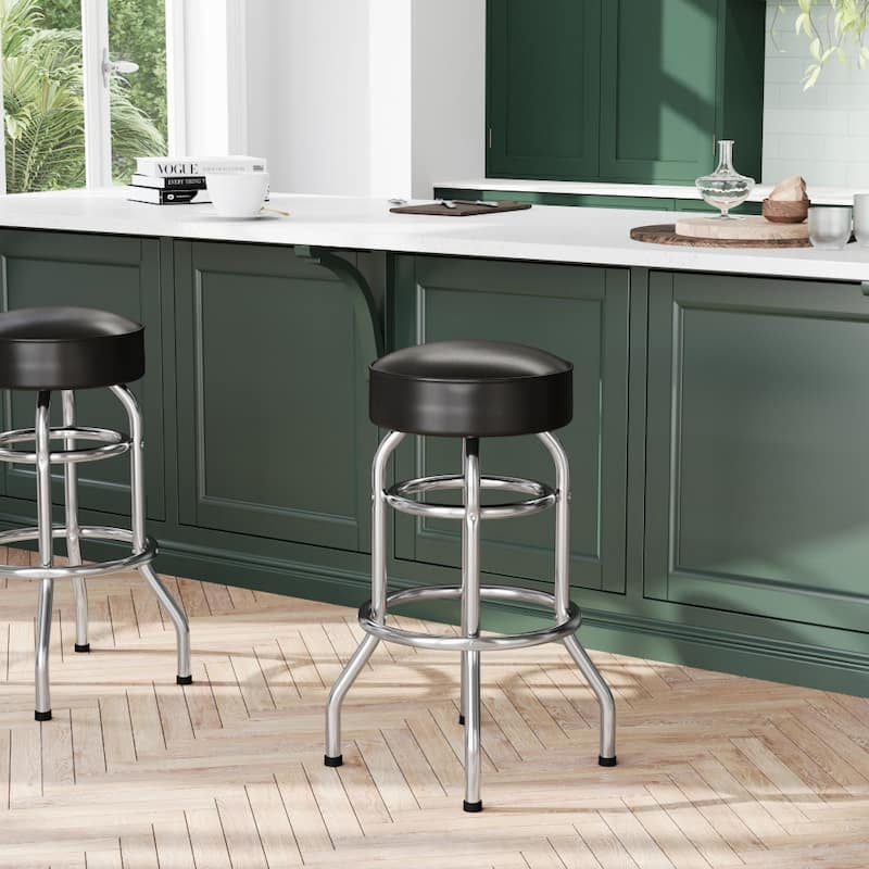 Double Ring Chrome Barstool - 20.5"D x 20.5"W x 30.25"H