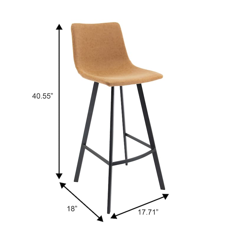 Elland Modern Ergonomic Foam Padded Metal Bar Stool with Back Support Plush Seating Footrest Powder Coated Finish Plastic Glides