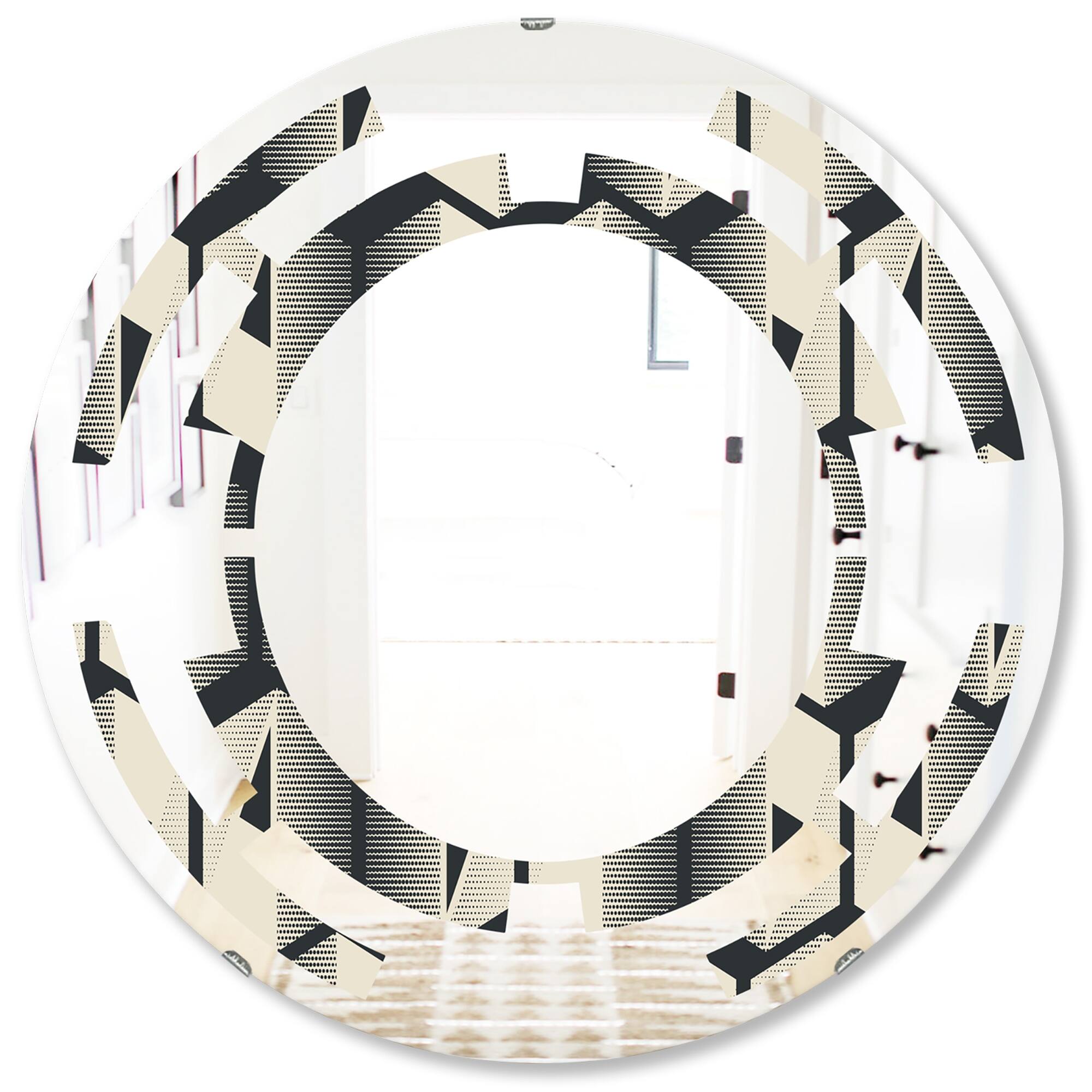Designart 'Abstract Retro Triangular Geometrics' Printed Modern Round ...
