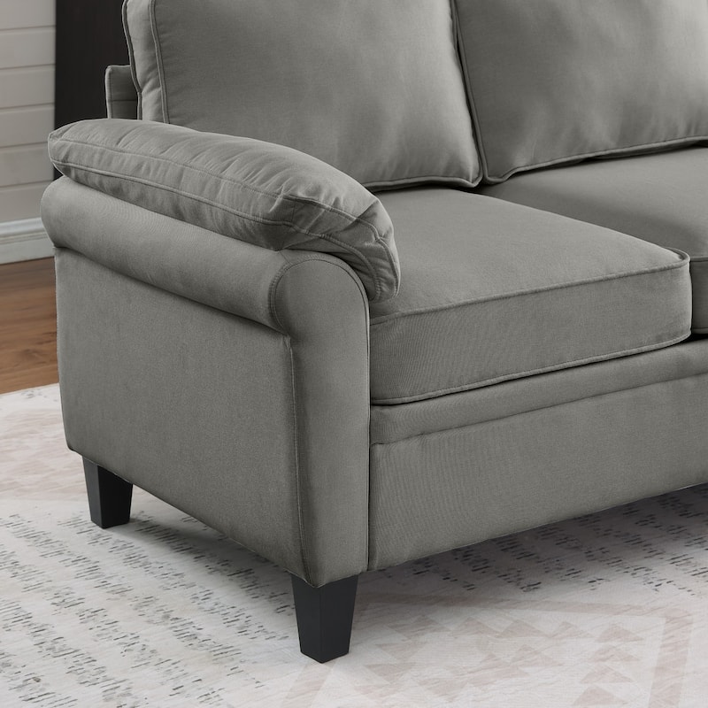 102" U-Shaped Linen Fabric Sectional Sofa with Ottomans