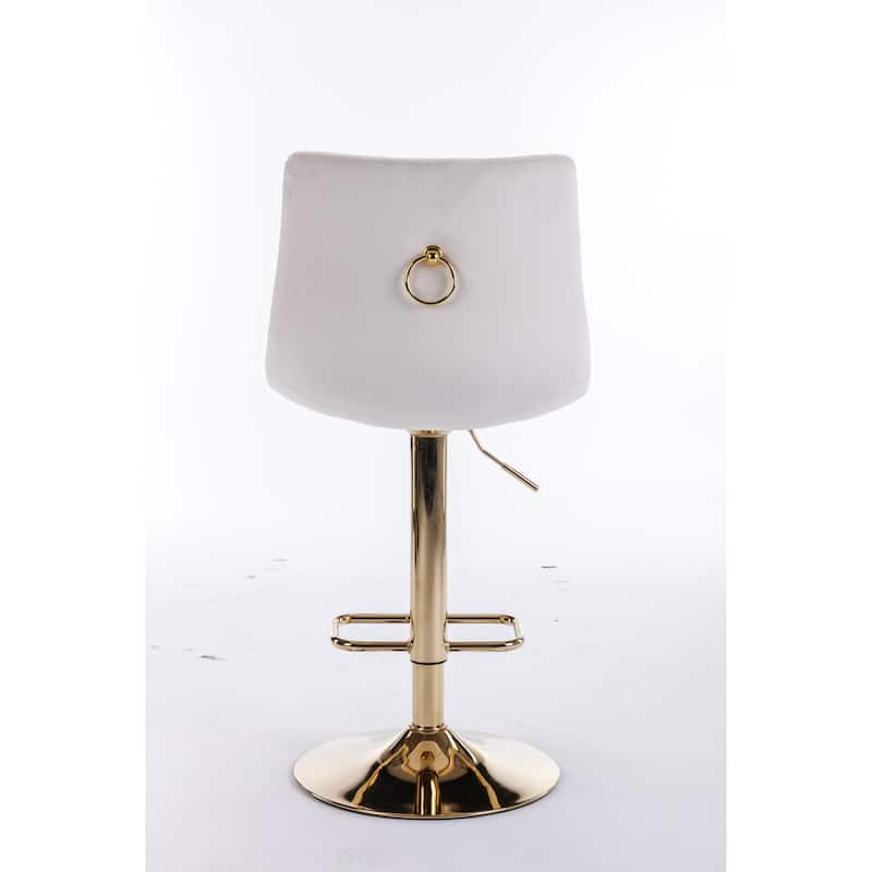 Velvet Swivel Bar Stools Set of 2, Dining Bar Stool with Height Adjustable, Upholstered Kitchen Stools with Footrest聽