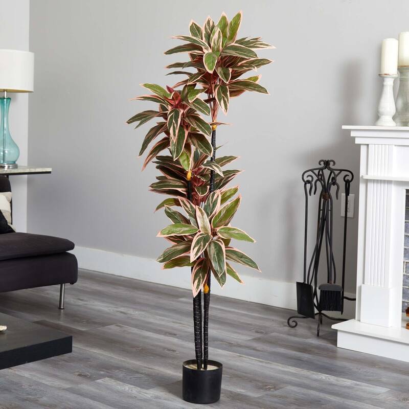 Silk Plant 54 Inch Tall, Realistic Faux Tree with Red Leaves, Home Office Decor, Low Maintenance Indoor Plant - 4.5ft.