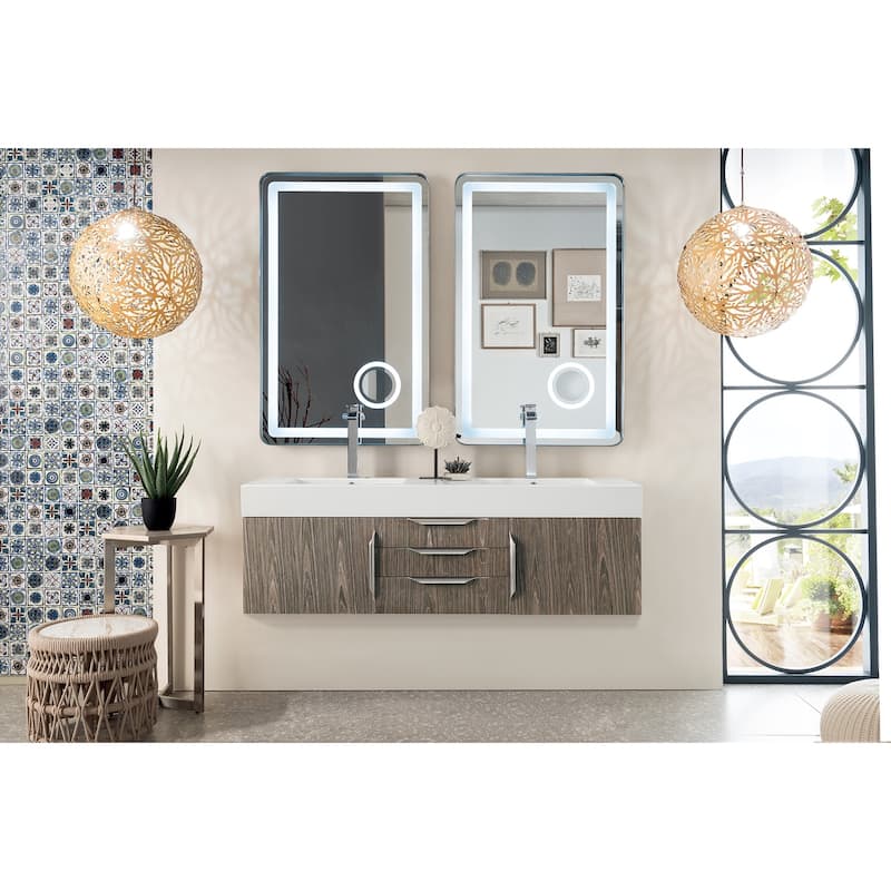 James Martin Vanities 983-V59D-W-N-GW Columbia 59" Wall Mounted Double