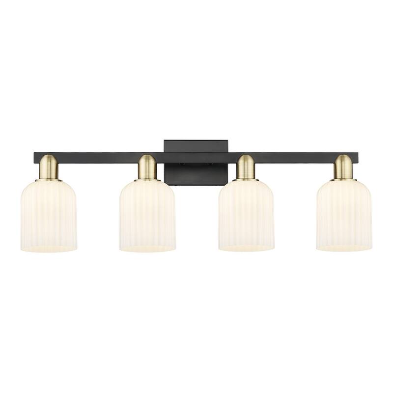 Innovations Lighting 716-4W-11-32 Bridal Veil Vanity Bridal Veil 4 - Black Antique Brass / Gloss White