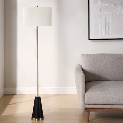 Copper Grove Antique Brass Floor Lamp with Crystal Accent and Linen Shade - 16 x in x 16 x in 63