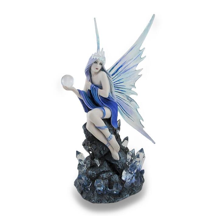 Anne Stokes Blue And Purple Stargazer Fairy Statue - 10 X 5 X 4.5 inches