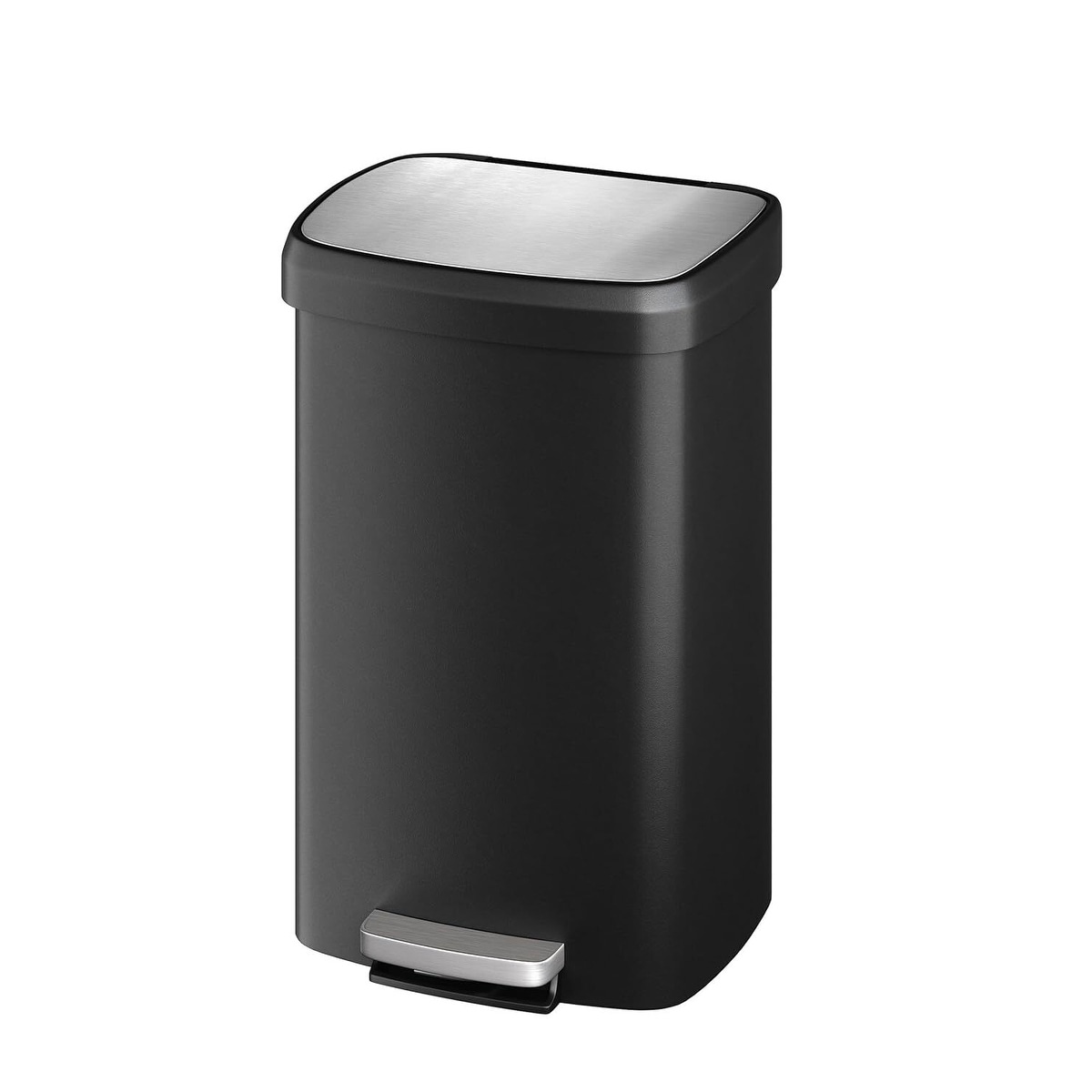 13 Gallon (50L) Plastic Step Trash Can - Kitchen Garbage Bin with Soft-Close Lid Trash Bag Holder and Rear Handle