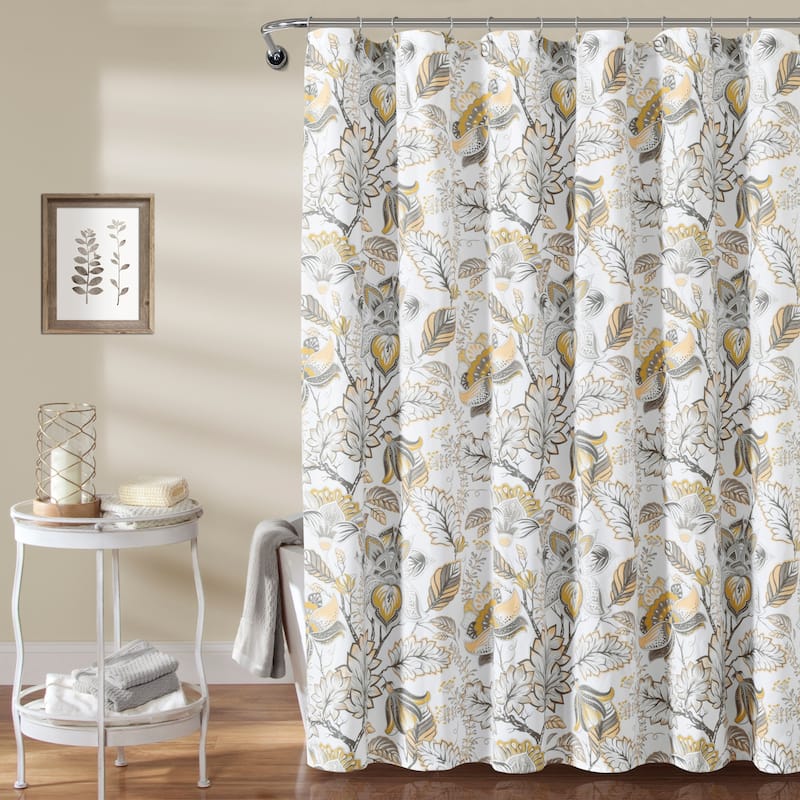 Lush Decor Cynthia Jacobean Shower Curtain - 72" x 72" - Yellow/Gray