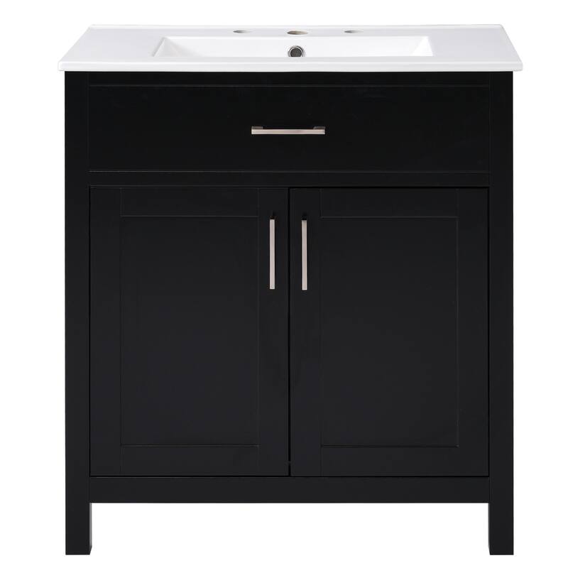 30-Inch Bathroom Vanity with Ceramic Sink, Ample Storage & Soft-Close Doors - Ideal for Small Bathrooms