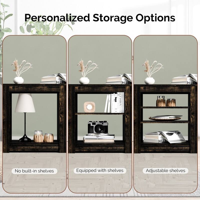 Farmhouse 70'' TV Stand For Tvs Up To 70'' With 23'' Electric Fireplace and Adjustable Shelves