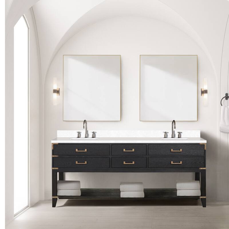 Norwalk 60 in W x 22 in D Black Oak Double Bath Vanity and Cultured Marble Top