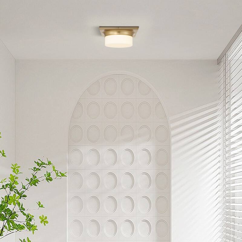 Aura 10" Antique Brass LED Flush Mount Ceiling Light